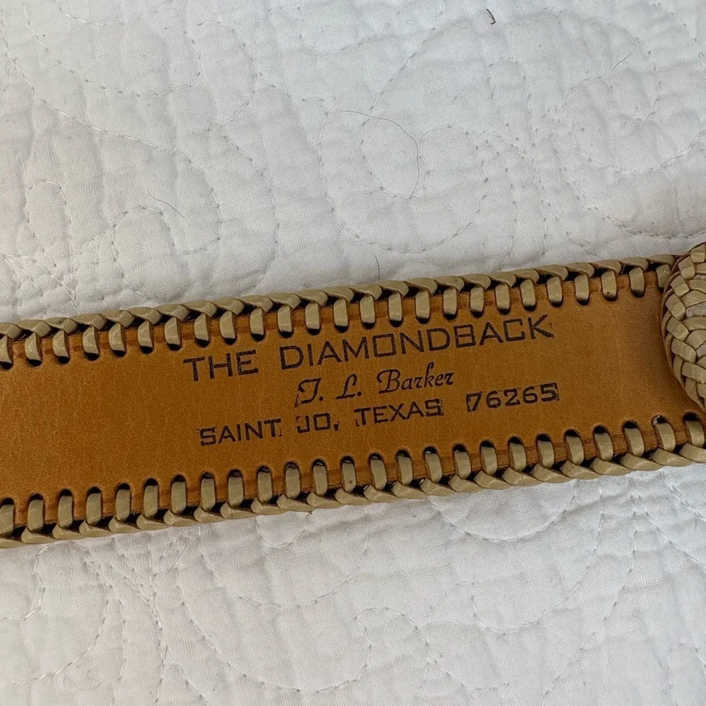 Ostrich Leather Braided Edge Belt | J.L. Barker The Diamondback | 38 - Picture 4 of 10